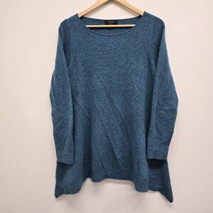 Charter Club Luxury 100% Cashmere Tunic Sweater Sz Medium Assymetrical Cut Blue